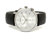 Calvin Klein Posh Silver Dial Black Leather Strap Watch for Men - K8Q371C6