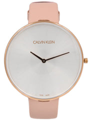 Calvin Klein Full Moon Silver Dial Pink Leather Stap Watch for Women - K8Y236Z6