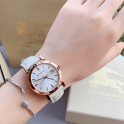 Burberry The City White Dial White Leather Strap Watch for Women - BU9108