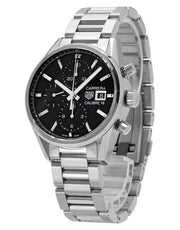 Tag Heuer Carrera Automatic Chronograph Black Dial Silver Steel Strap Watch for Men - CBK2110.BA0715