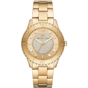 Michael Kors Runway Three-Hand Gold Dial Gold Steel Strap Watch For Women - MK6911