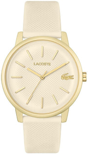 Lacoste 12.12 Beige Dial Beige Silicone Strap Watch for Men - 2011239