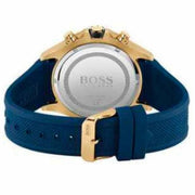 Hugo Boss Globetrotter Chronograph Blue Dial Blue Silicone Strap Watch for Men - 1513822