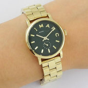 Marc Jacobs Baker Green Dial Gold Steel Strap Watch for Women - MBM3249