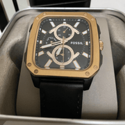 Fossil Multifunction Black Dial Black Leather Strap Watch for Men - BQ2654