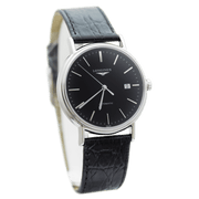 Longines Presence 38.5mm Automatic Black Dial Black Leather Strap Watch for Men - L4.921.4.52.2