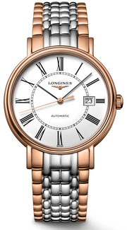 Longines Presence 38.5mm Automatic White Dial Two Tone Steel Strap Watch for Men - L4.921.1.11.7
