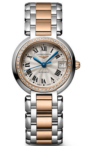 Longines PrimaLuna Automatic Diamond 26.5mm Silver Dial Two Tone Steel Strap Watch for Women - L8.111.5.79.6