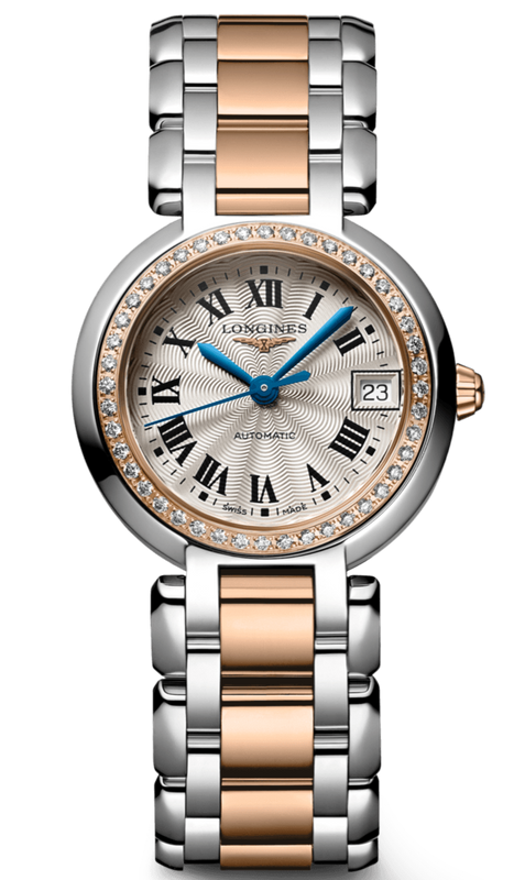 Longines PrimaLuna Automatic Diamond 26.5mm Silver Dial Two Tone Steel Strap Watch for Women - L8.111.5.79.6