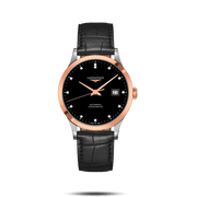 Longines Record Black Dial Black Leather Strap Watch for Men - L2.821.5.57.2
