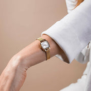 Tissot Lovely Square Silver Dial Gold Mesh Bracelet Watch For Women - T058.109.33.031.00
