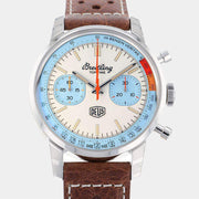 Breitling Top Time Deus Limited Edition White Dial Brown Leather Strap Watch for Men - A233112A1A1X1