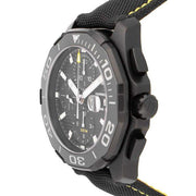 Tag Heuer Aquaracer Automatic Chronograph Special Edition Titanium Grey Dial Black Leather Strap Watch for Men - CAY218B.FC6370