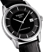 Tissot Luxury Powermatic 80 Black Dial Black Leather Strap Watch For Men - T086.407.16.057.00