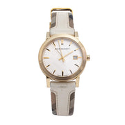 Burberry The City White Dial White Leather Strap Watch for Women - BU9015