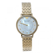 Emporio Armani Dress Analog Mother of Pearl Dial Gold Steel Strap Watch For Women - AR11007