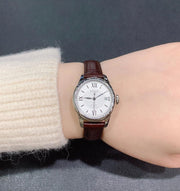 Tissot Le Locle Automatic Lady Silver Dial Brown Leather Strap Watch For Women - T41.1.113.77