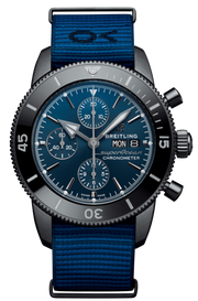 Breitling Superocean Heritage Chronograph 44 Outerknown Blue Dial Blue NATO Strap Watch for Men - M133132A1C1W1