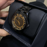 Marc Jacobs Henry Transparent Black Dial Black Steel Strap Watch for Women - MBM3255