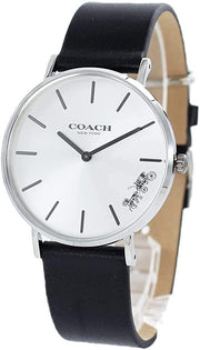 Coach Perry White Dial Black Leather Strap Watch for Women - 14503115