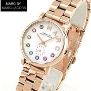 Marc Jacobs Baker Dexter White Dial Rose Gold Steel Strap Watch for Women - MBM3443