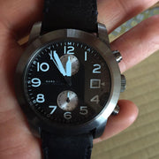 Marc Jacobs Larry Chronograph Black Dial Black Leather Strap Watch for Men - MBM5054