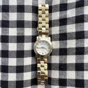 Marc Jacobs Amy Dinky White Dial Gold Steel Strap Watch for Women - MBM3226