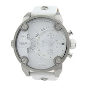 Diesel Badass Chronograph White Dial White Leather Strap Watch For Men - DZ7265