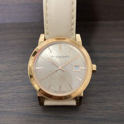 Burberry The City Beige Dial Beige Leather Strap Watch for Women - BU9109
