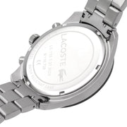 Lacoste Boston Chronograph Black Dial Silver Steel Strap Watch for Men - 2011079