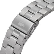 Lacoste Boston Chronograph Black Dial Silver Steel Strap Watch for Men - 2011079