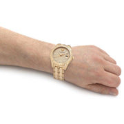 Versace Greca Time Quartz Gold Dial Gold Steel Strap Watch For Men - VE3K00522