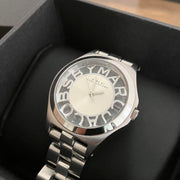 Marc Jacobs Henry Transparent Silver Dial Silver Steel Strap Watch for Women - MBM3205