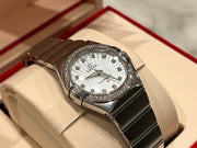 Omega Constellation Quartz Diamonds Silver Dial Silver Steel Strap Watch for Women - 123.15.27.60.55.004