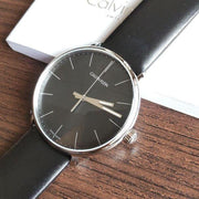 Calvin Klein High Noon Quartz Black Dial Black Leather Strap Watch for Men - K8M211C1