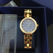 Swarovski Daytime Glittering Blue Dial Rose Gold Steel Strap Watch for Women - 5182277