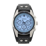 Fossil Coachman Chronograph Blue Dial Black Leather Strap Watch for Men - CH2564