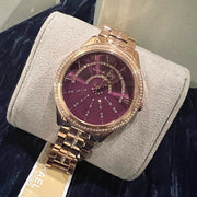Michael Kors Lauryn Pink Dial Rose Gold Steel Strap Watch for Women - MK3722