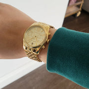 Michael Kors Lexington Chronograph Gold Dial Gold Steel Strap Watch for Women - MK5556