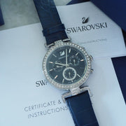 Swarovski Era Journey Blue Dial Blue Leather Strap Watch for Women - 5479239