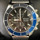 Hugo Boss Ocean Edition Chronograph Black Dial Silver Mesh Strap Watch for Men - 1513742