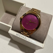 Michael Kors Runway Pink Dial Rose Gold Steel Strap Watch for Women - MK3550