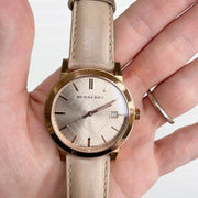 Burberry The City Beige Dial Brown Leather Strap Watch for Women - BU9014