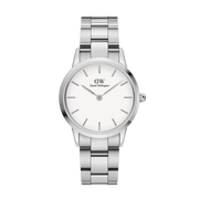 Daniel Wellington Iconic Link White Dial Silver Steel Strap Watch For Women - DW00100205
