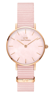 Daniel Wellington Petite Mother of Pearl Pink Dial Pink Nylon Strap Watch For Women - DW00100512