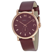 Marc Jacobs Baker Maroon Dial Maroon Leather Strap Watch for Women - MBM1271