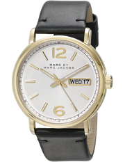Marc Jacobs Fergus White Dial Black Leather Strap Watch for Men - MBM5081