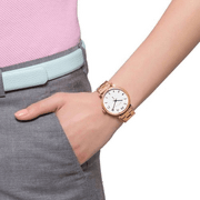 Marc Jacobs Baker White Dial Rose Gold Steel Strap Watch for Women - MBM3244