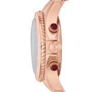 Marc Jacobs Rock Chronograph Mother of Pearl Red Dial Rose Gold Steel Strap Unisex Watch - MBM3251