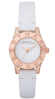 Marc Jacobs Mini Blade White Dial White Leather Strap Watch for Women - MBM1207